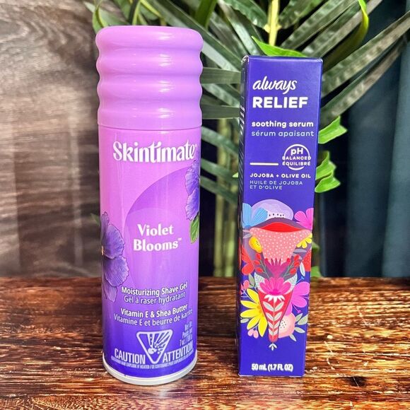Bundle: Skintimate Bloom Shaving Gel 7 oz, Always Relief Soothing Serum 50 ml. - Picture 1 of 8
